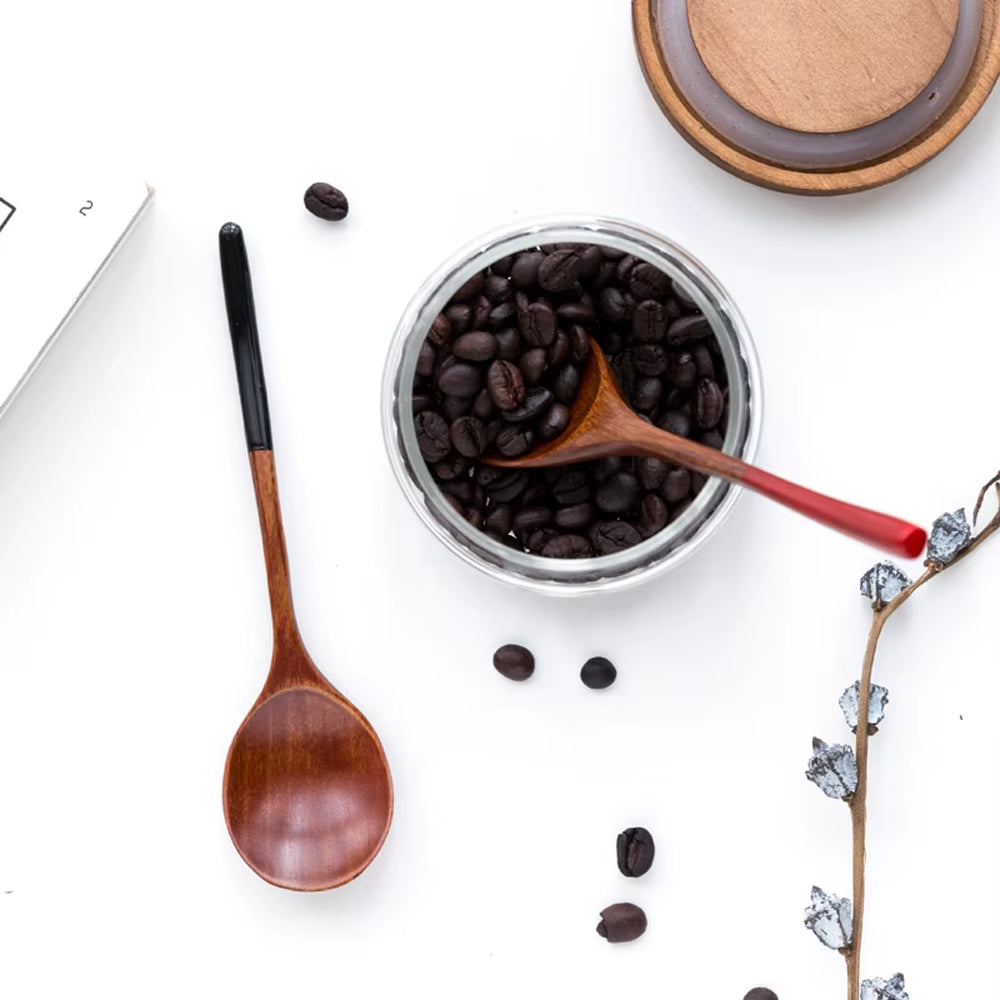 Wooden Spoon Soup-Teaspoon Solid Wood Porridge Spoon Honey Coffee Creative Japanese-Style Green Tableware for Kicthen