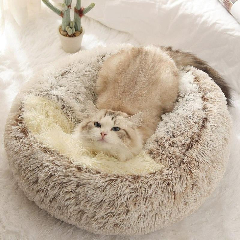 Fluffy Warm Cat Bed, Semi-Enclosed Velvet Pet Bed, Winter Cat Nest, Pet Supplies