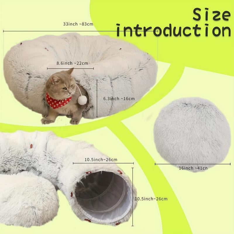 Cat Nest Pet Cat Tunnel Plush Warm Cat Tunnel Foldable Detachable and Washable Multi-Functional Splicing Cat Channel