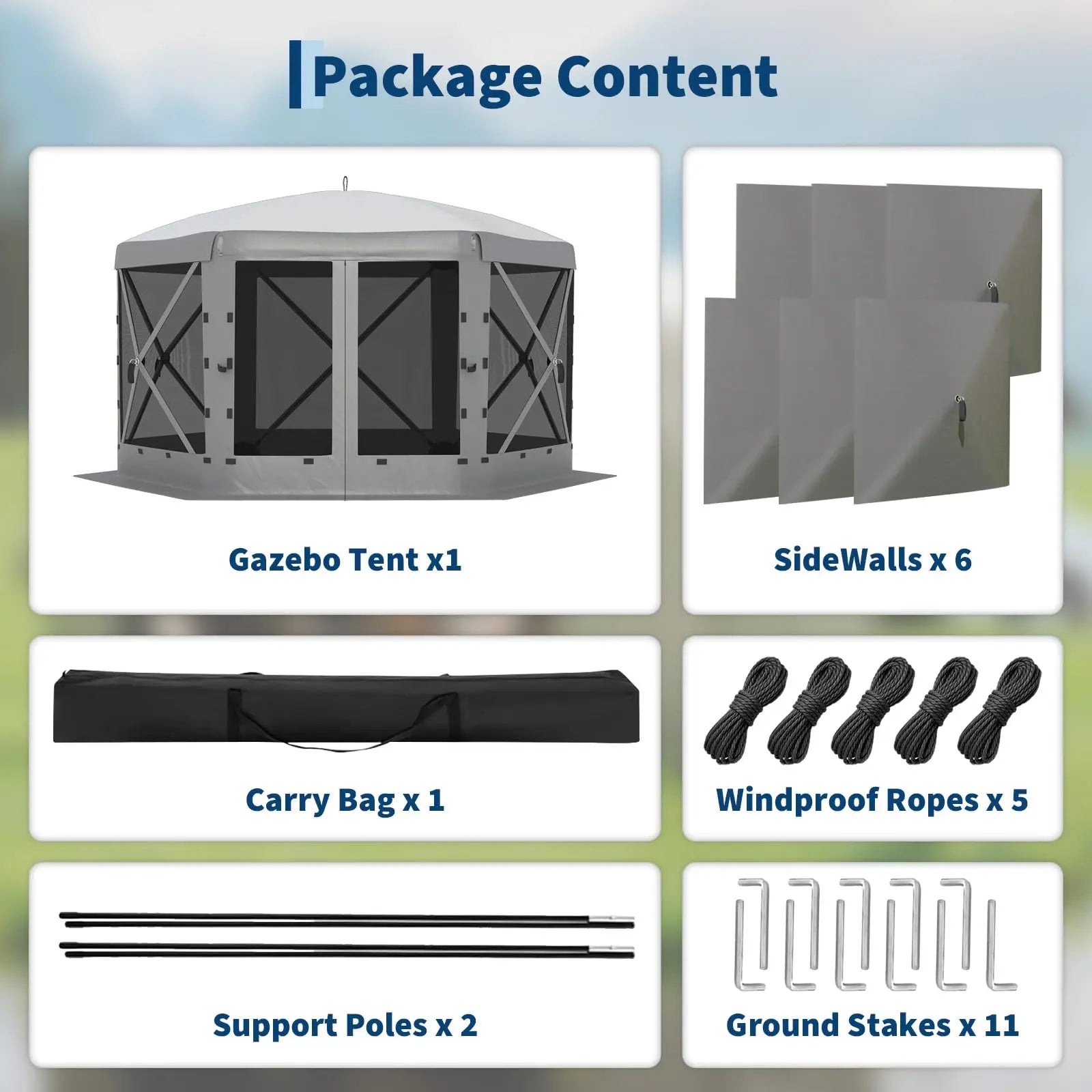 Garvee 11.5X11.5 Ft Pop up Screen Gazebo Tent - Instant Easy Setup Outdoor Canopy Shelter with Full Mesh Walls & 6 Removable Wind Panels - Heavy Duty Windproof Mosquito Netting for Patio Camping Pop-Up Party Design Uv Resistant Garden Pool Lawn Backyard