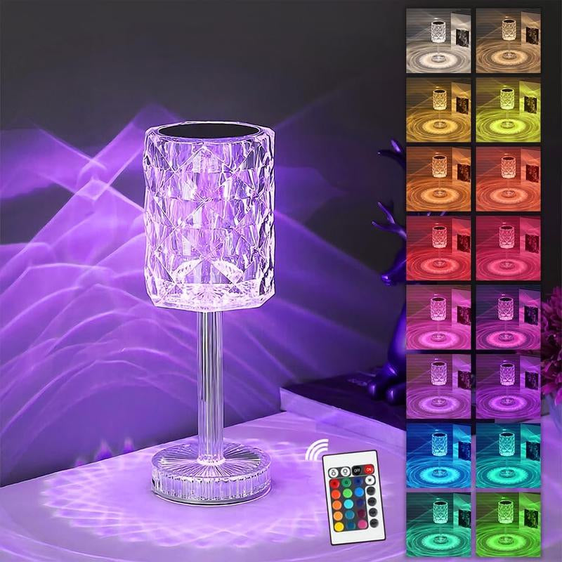 Portable Crystal Table Lamp,Acrylic Cordless LED Desk Lamp with Touch Control, 3 Color Touch Control Rechargeable Lamp, Night Light, Bedside Lamp,Dining Room Lamp