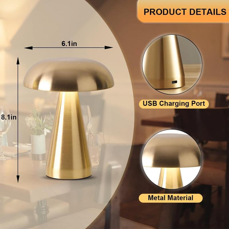 Portable LED Table Lamp, Cordless Metal Desk Lamp,3 Color Touch Control Rechargeable Lamp,3-Levels Brightness Room Decor Desk Lamp,Bedside Lamp,Dining Room Lamp