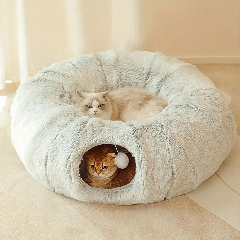 Cat Nest Pet Cat Tunnel Plush Warm Cat Tunnel Foldable Detachable and Washable Multi-Functional Splicing Cat Channel
