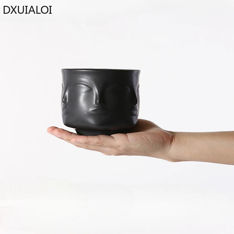 Nordic Style Ceramic Vase Face Design Ceramic Vase Home Decor Accessories Tools Black White Gold Plant Pot Flower Pot Plant Pot