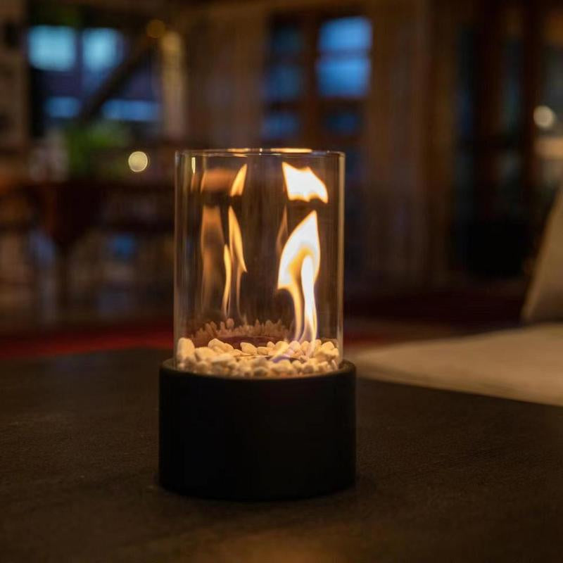 Table Fireplace with Protective Glass, 1 Count Warming Table Fireplace Heater for Indoor and Outdoor Use, Table Decoration and Heating, Balcony Ambiance Decoration, Summer for Gift