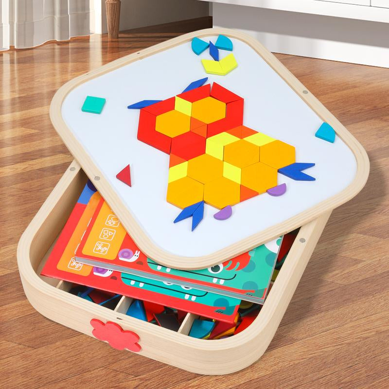 Edutree Creative Magnetic Puzzle, Wooden Jigsaw Geometric Puzzle Toys, Geometric Building Block Puzzle, Shape Cognition & Fine Motor Skills Training, Birthday Halloween Gifts for Boys Girls