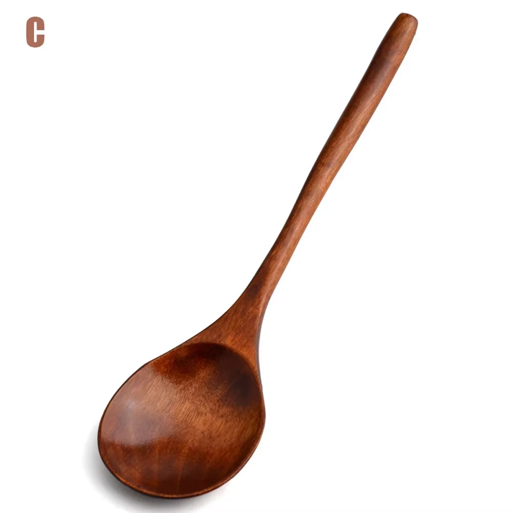 Wooden Spoon Soup-Teaspoon Solid Wood Porridge Spoon Honey Coffee Creative Japanese-Style Green Tableware for Kicthen
