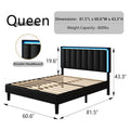 HOMBCK Led Bed Frame, No Mattress, Soft Modern Bed Frame with Luxury Leather Headboard, APP Adiust the Light, No Box Spring Needed