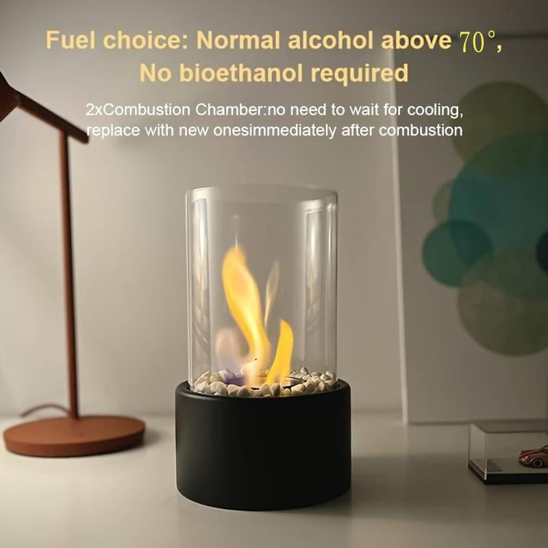 Table Fireplace with Protective Glass, 1 Count Warming Table Fireplace Heater for Indoor and Outdoor Use, Table Decoration and Heating, Balcony Ambiance Decoration, Summer for Gift