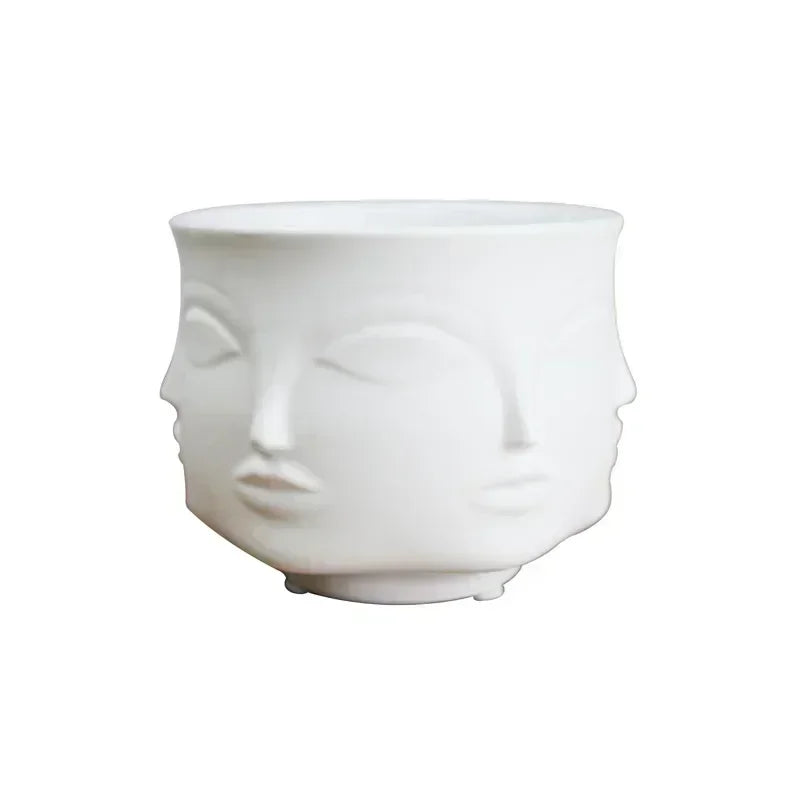 Nordic Style Ceramic Vase Face Design Ceramic Vase Home Decor Accessories Tools Black White Gold Plant Pot Flower Pot Plant Pot