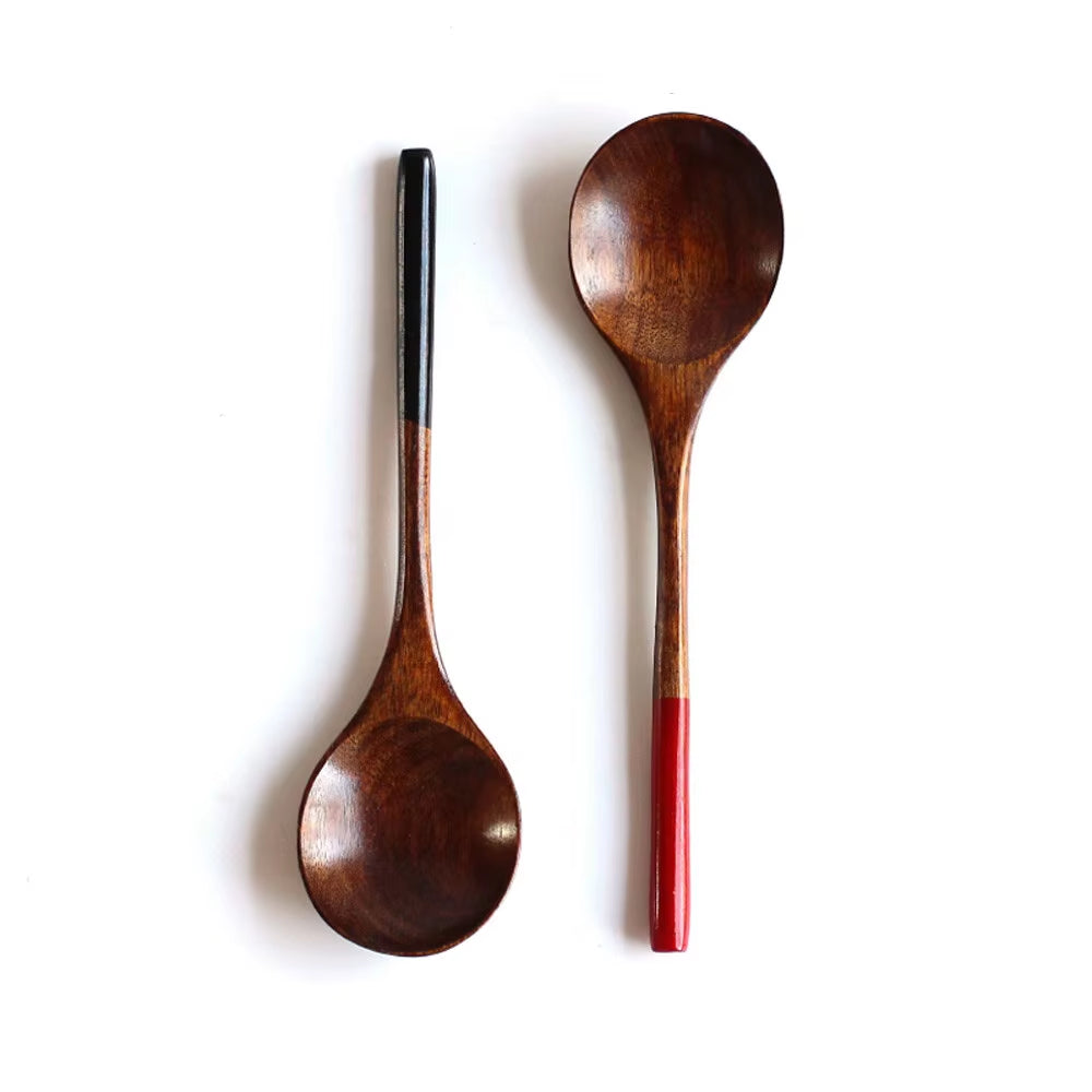 Wooden Spoon Soup-Teaspoon Solid Wood Porridge Spoon Honey Coffee Creative Japanese-Style Green Tableware for Kicthen