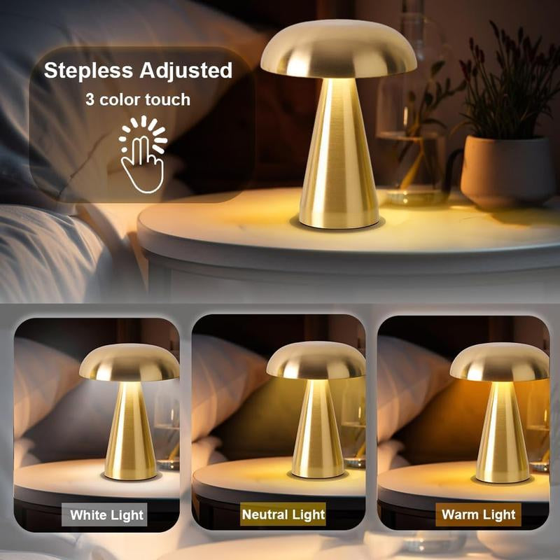 Portable LED Table Lamp, Cordless Metal Desk Lamp,3 Color Touch Control Rechargeable Lamp,3-Levels Brightness Room Decor Desk Lamp,Bedside Lamp,Dining Room Lamp