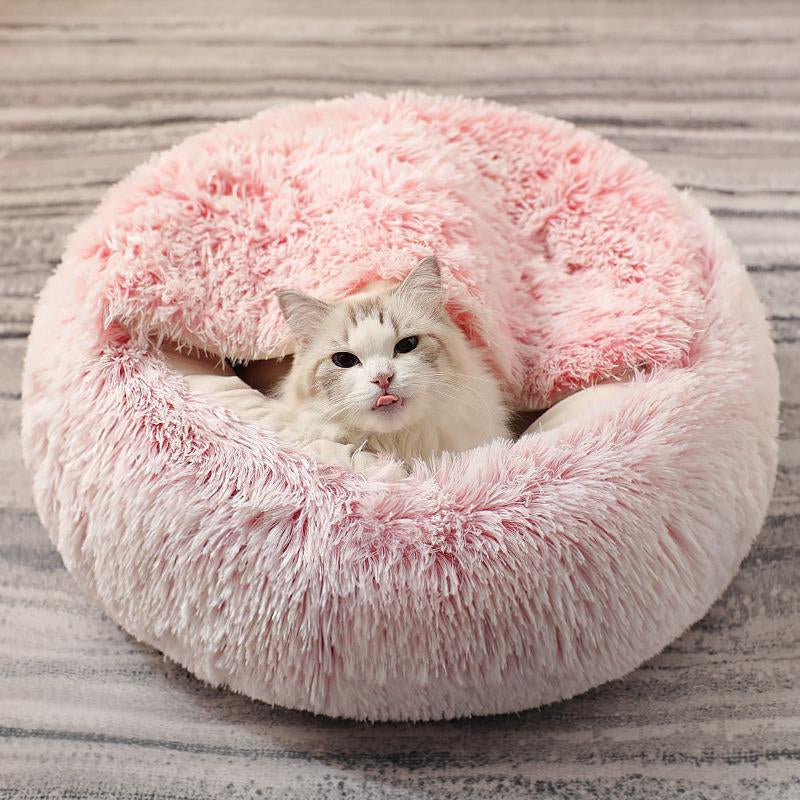 Round Fluffy Cute Cat Bed, Comfortable Cat Beds, Indoor Cat Nest Cat Sofa, Soothing Pet Bed Donut Semi, Small Dog Nest (It Is Recommended to Take One Size Larger), Cat Furniture, Cat Stuff, Valentine'S Day Gift