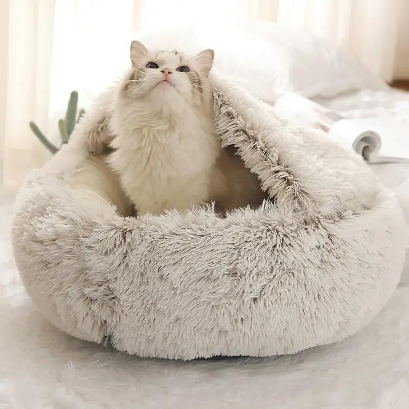 Round Fluffy Cute Cat Bed, Comfortable Cat Beds, Indoor Cat Nest Cat Sofa, Soothing Pet Bed Donut Semi, Small Dog Nest (It Is Recommended to Take One Size Larger), Cat Furniture, Cat Stuff, Valentine'S Day Gift