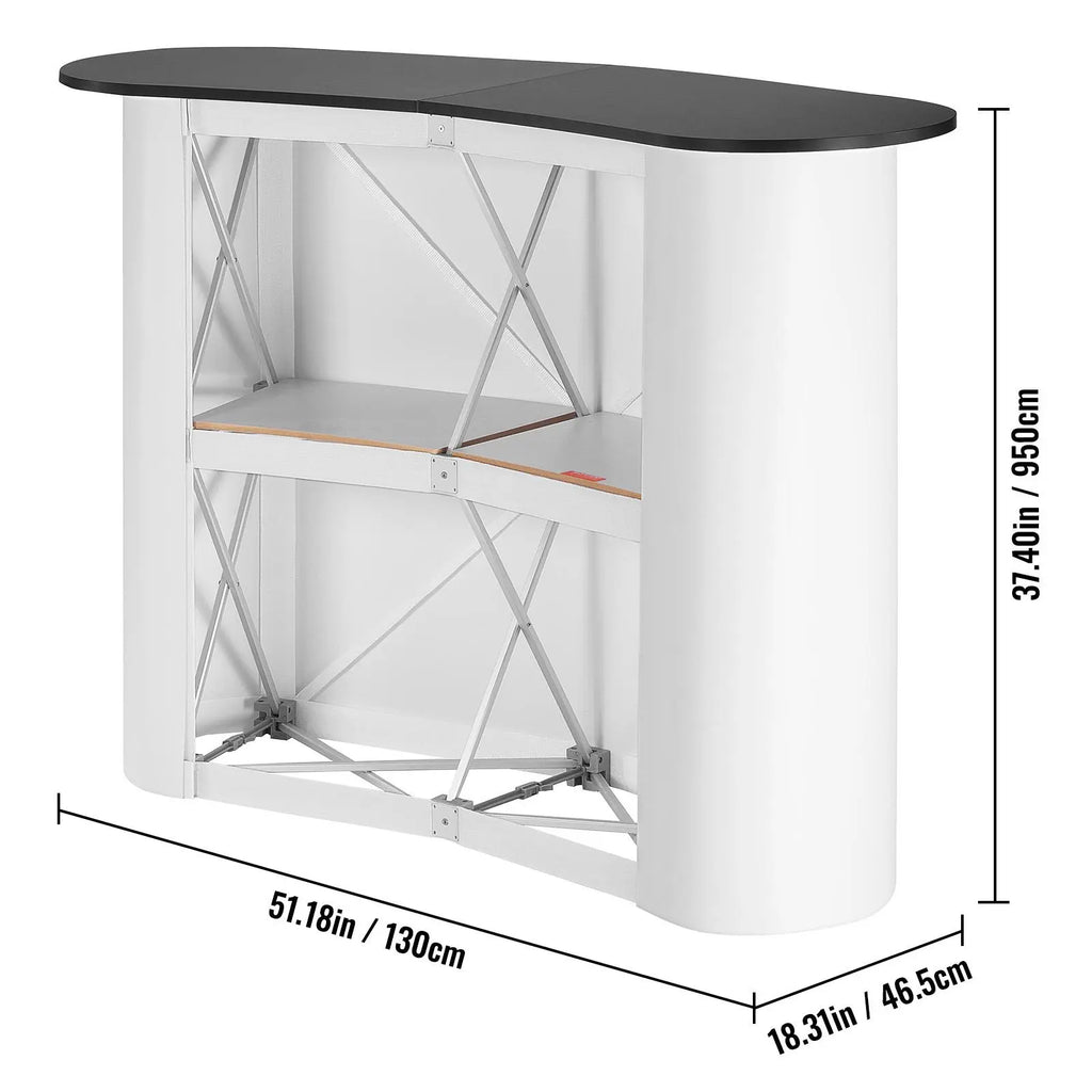 【Fathersdaygift】Vevor Portable Tradeshow Podium Table, 51.18" X 18.31" X 37.4", Display Exhibition Counter Stand Booth Fair with Wall, Foldable Promotion Retail Bar Table Pop up Podium with Storage Rack, Carrying Bag