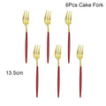 6/30P Red Gold Cutlery Set Tableware Set Dinnerware Fruit Cake Fork Stainless Steel Flatware Set Dessert Fork Kitchen Set