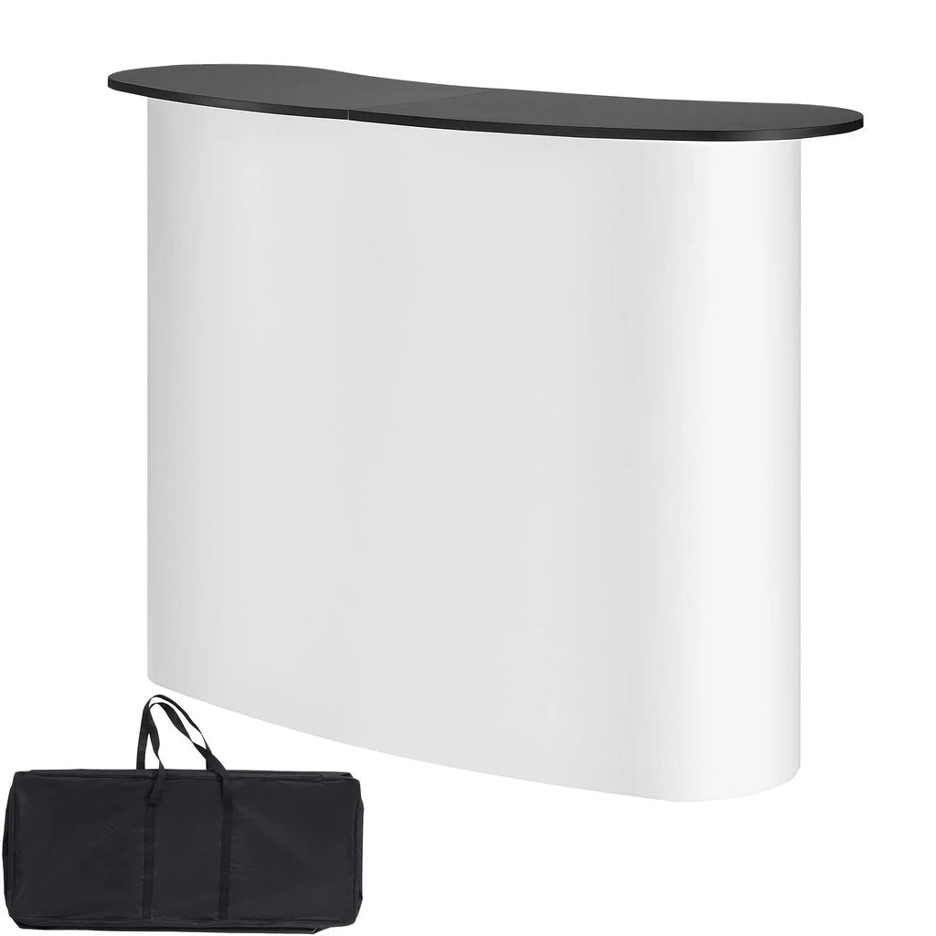 【Fathersdaygift】Vevor Portable Tradeshow Podium Table, 51.18" X 18.31" X 37.4", Display Exhibition Counter Stand Booth Fair with Wall, Foldable Promotion Retail Bar Table Pop up Podium with Storage Rack, Carrying Bag