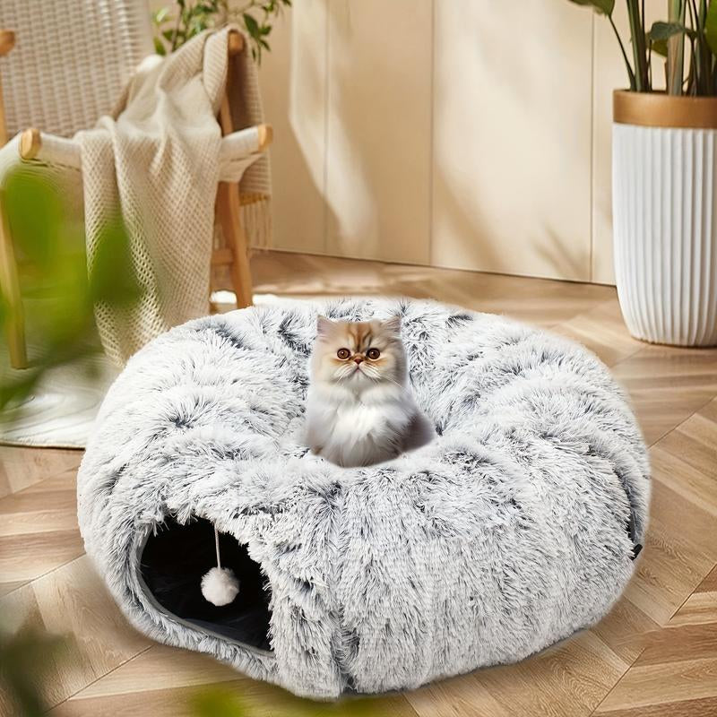Four Season Universal Plush Cat Nest, Foldable Pet Tunnel, Pet Toys Suitable for Cats and Dogs Shaped Beds Bed Built Kennel