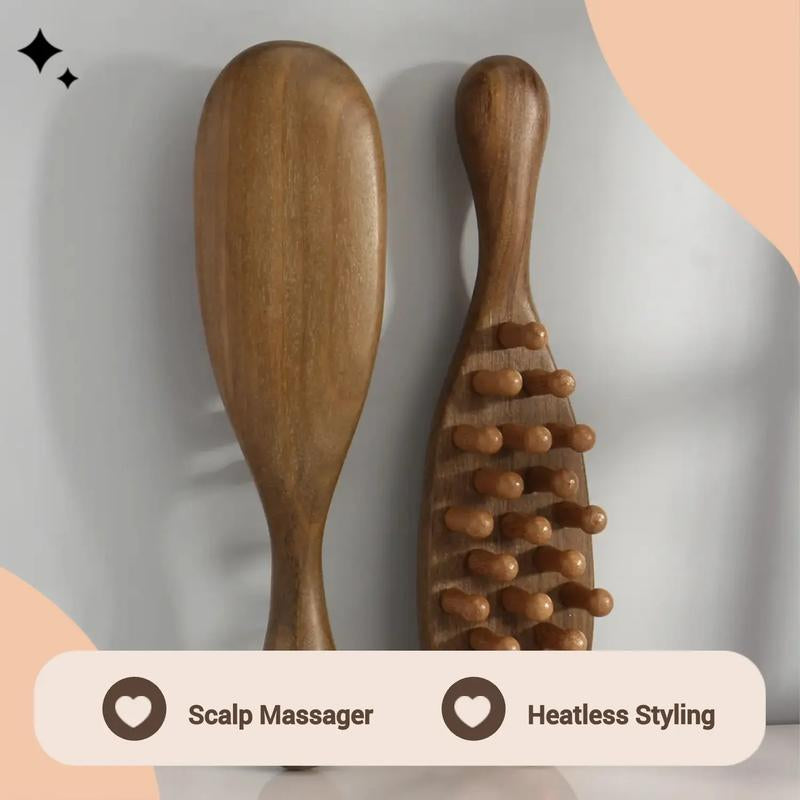 Wooden Massage Comb, 1 Count Scalp Massager, Large Wide Tooth Head Scalp Meridians Scraping Massage Comb, Hair Care & Styling Tool for Home & Salon Use