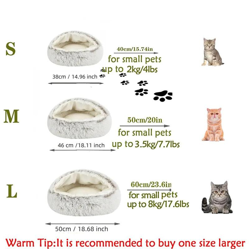 Round Fluffy Cute Cat Bed, Comfortable Cat Beds, Indoor Cat Nest Cat Sofa, Soothing Pet Bed Donut Semi, Small Dog Nest (It Is Recommended to Take One Size Larger), Cat Furniture, Cat Stuff, Valentine'S Day Gift