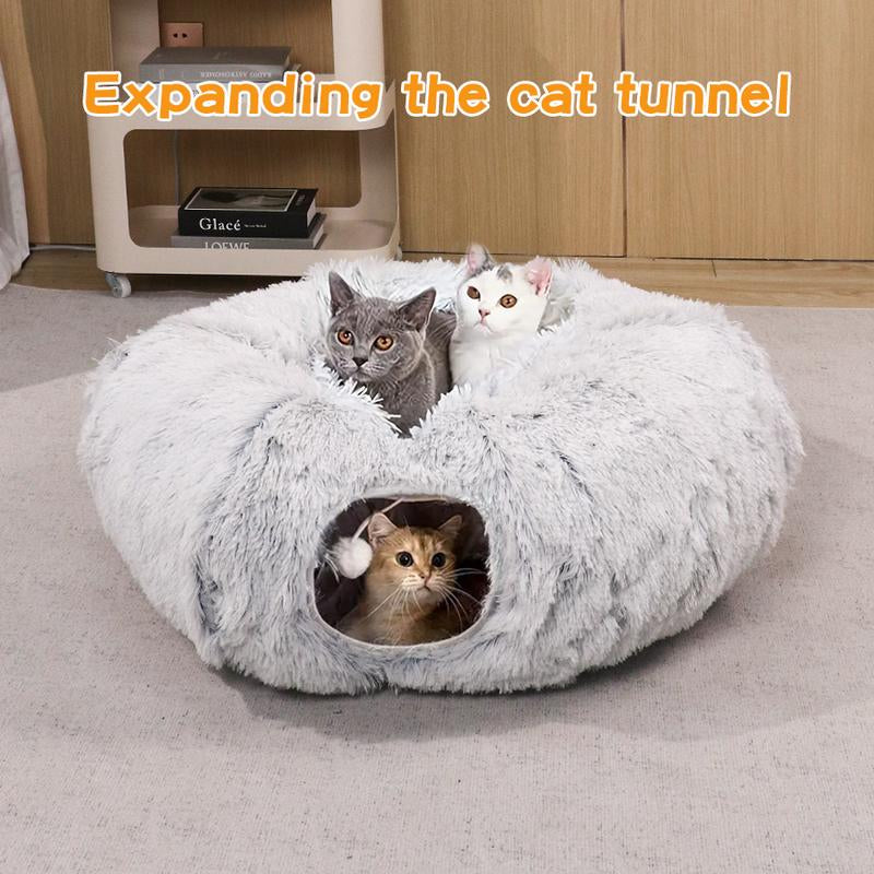 Four Season Universal Plush Cat Nest, Foldable Pet Tunnel, Pet Toys Suitable for Cats and Dogs Shaped Beds Bed Built Kennel