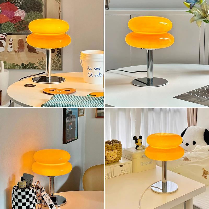 Table Lamp for Bedroom Nightstand - Bedside Glass Lamp for Living Room, Dimmable USB Powered Ambient Light, Moder Bedroom Lamp Gift