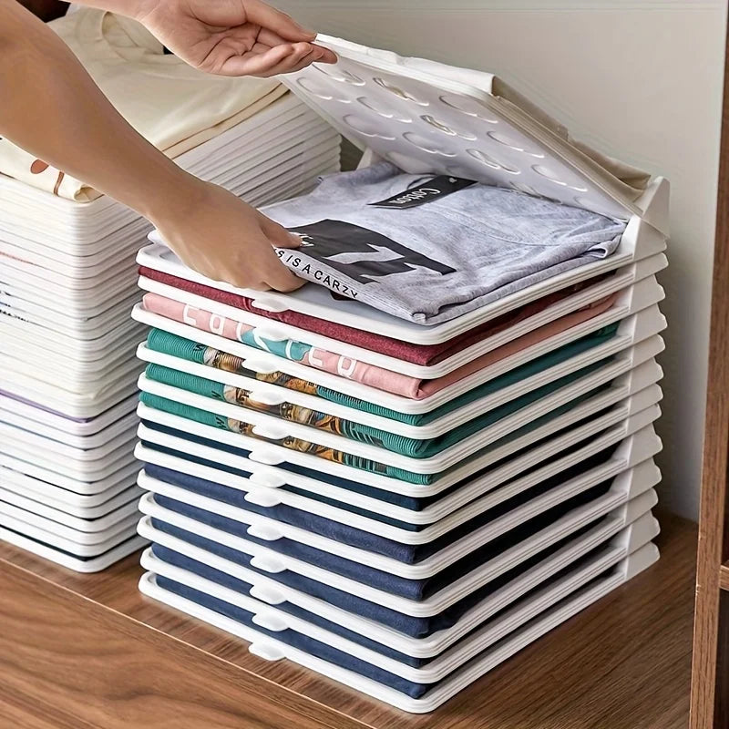 Shirt Storage Board Stackable T-Shirt Organizer Folding Clothes Board Multifunctional Portable Clothes Storage with Handle