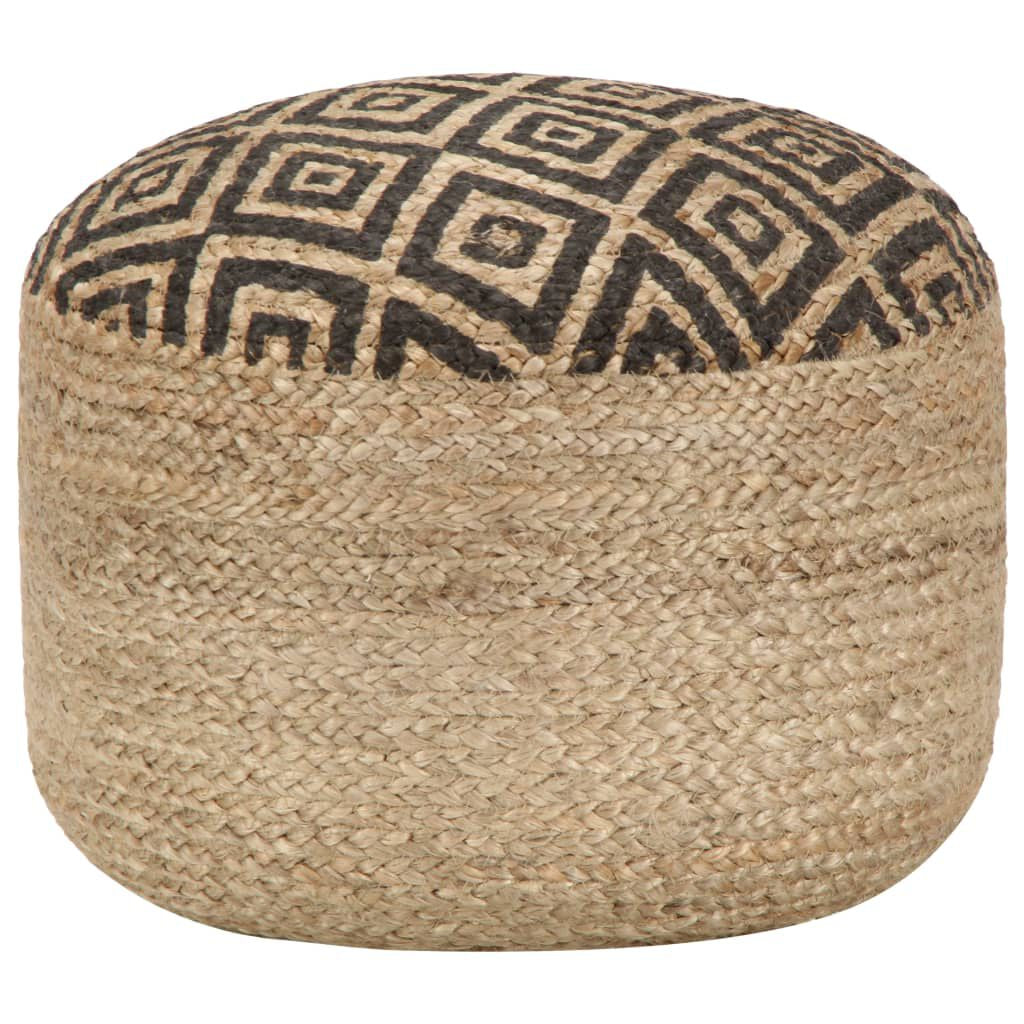 Handgefertigter Sitzpuff Schwarz 45 X 30 Cm Jute