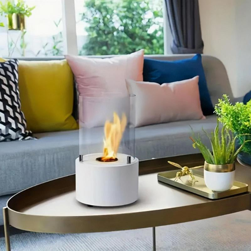 Table Fireplace with Protective Glass, 1 Count Warming Table Fireplace Heater for Indoor and Outdoor Use, Table Decoration and Heating, Balcony Ambiance Decoration, Summer for Gift