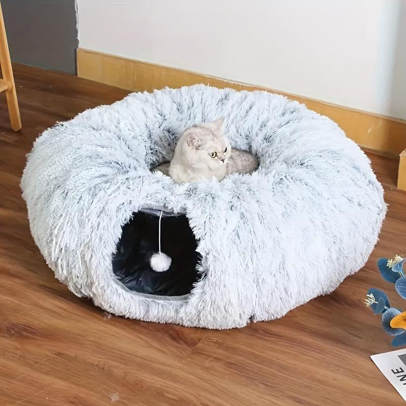 Four Season Universal Plush Cat Nest, Foldable Pet Tunnel, Pet Toys Suitable for Cats and Dogs Shaped Beds Bed Built Kennel