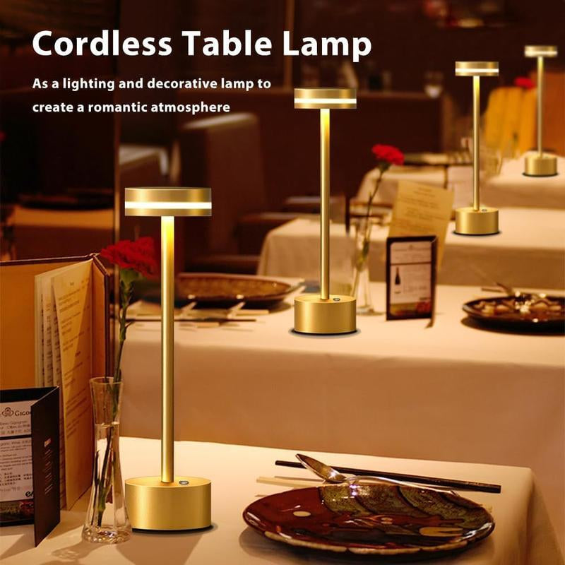 Cordless Metal Desk Lamp,Portable LED Table Lamp with Touch Sensor,3 Color Rechargeable Lamp,3-Levels Brightness Lamp,Night Light for Kids Nursery,Bedside Lamp,Dining Room Lamp