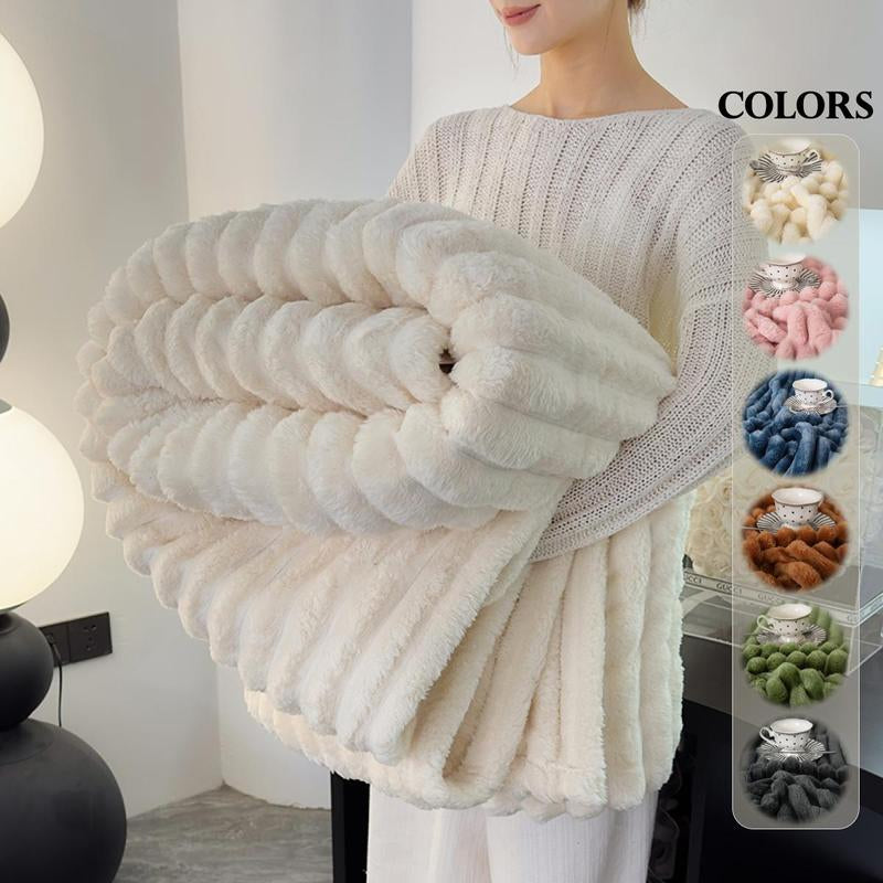 Solid Color Fuzzy Blanket, Soft Comfortable Warm Throw Blanket, Bedroom Blanket, Air-Conditioned Room Blanket, Warm Nap Blanket for Home Office Travel, Fluffy Blanket