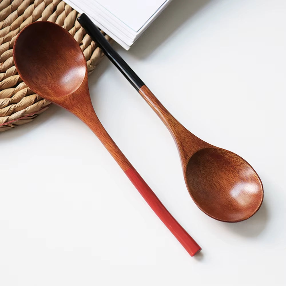 Wooden Spoon Soup-Teaspoon Solid Wood Porridge Spoon Honey Coffee Creative Japanese-Style Green Tableware for Kicthen