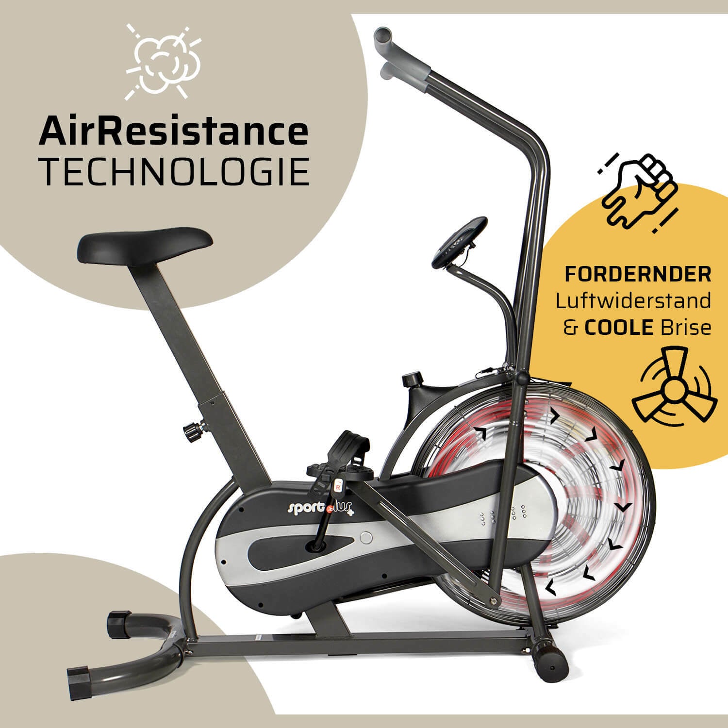 Sportplus Fan Air Bike Fitnessbike Heimtrainer Trimmrad Indoor Fahrrad