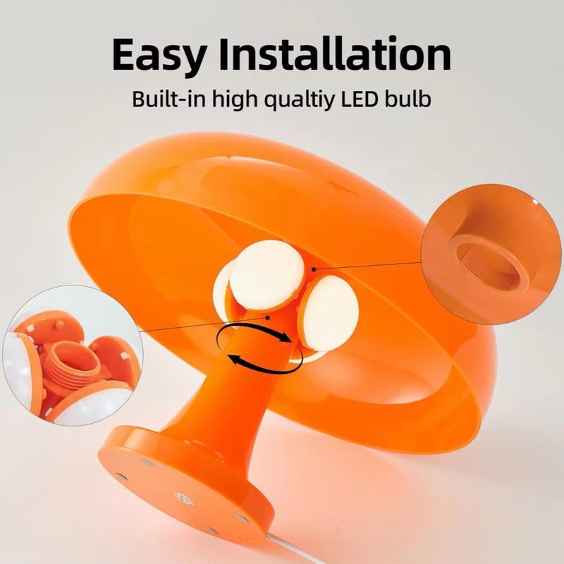 Classic Mushroom Table Lamp Modern Bauhaus Art Table Lamp Bedroom Bedside Lamp Danish Designer Orange Decorative Table Lamp Night Light Illusion