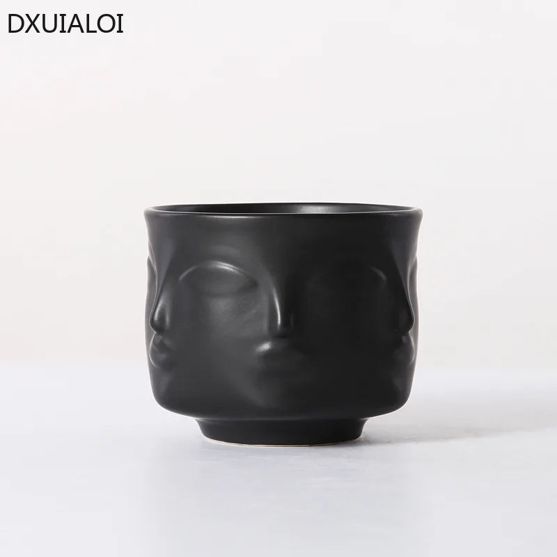 Nordic Style Ceramic Vase Face Design Ceramic Vase Home Decor Accessories Tools Black White Gold Plant Pot Flower Pot Plant Pot