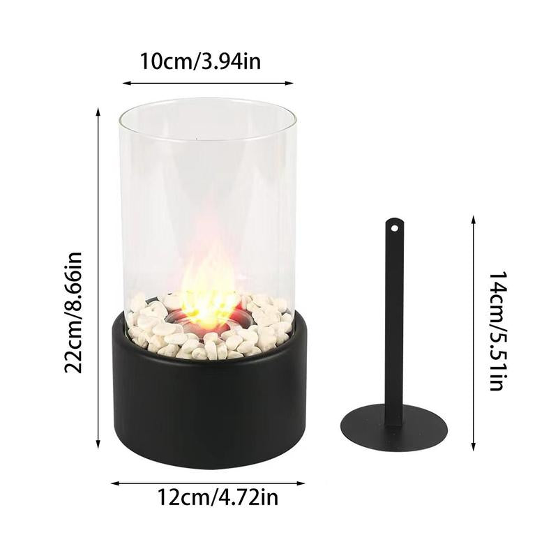 Table Fireplace with Protective Glass, 1 Count Warming Table Fireplace Heater for Indoor and Outdoor Use, Table Decoration and Heating, Balcony Ambiance Decoration, Summer for Gift