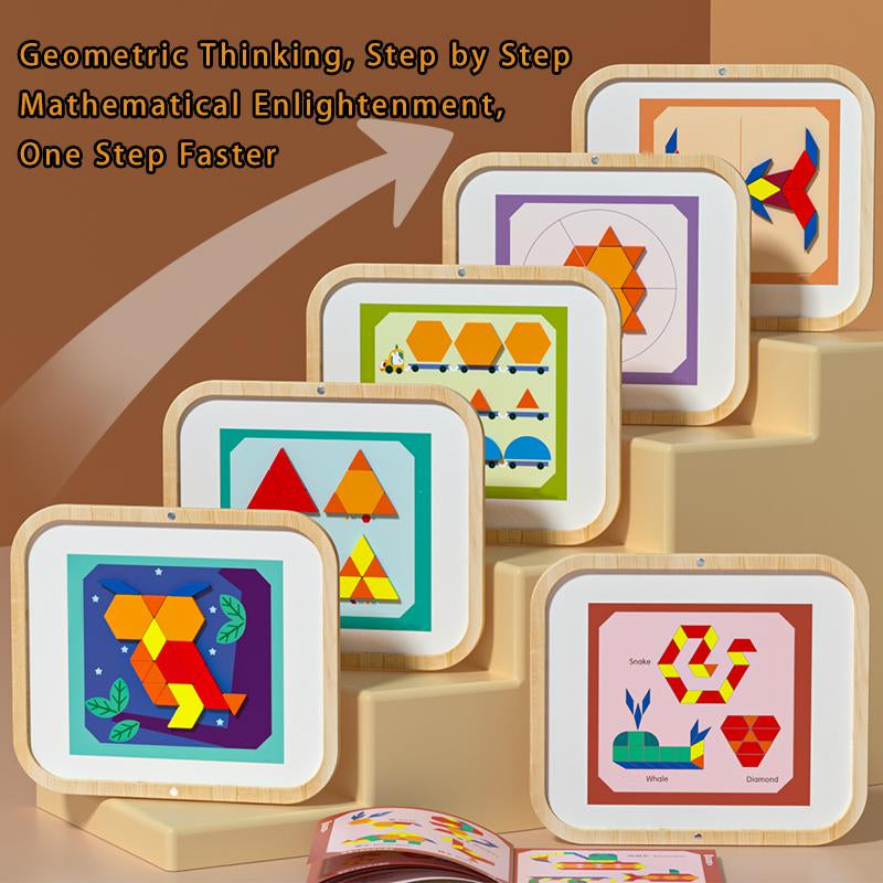 Edutree Creative Magnetic Puzzle, Wooden Jigsaw Geometric Puzzle Toys, Geometric Building Block Puzzle, Shape Cognition & Fine Motor Skills Training, Birthday Halloween Gifts for Boys Girls