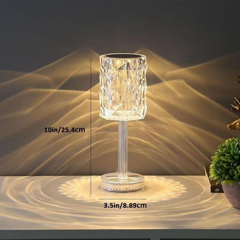 Portable Crystal Table Lamp,Acrylic Cordless LED Desk Lamp with Touch Control, 3 Color Touch Control Rechargeable Lamp, Night Light, Bedside Lamp,Dining Room Lamp