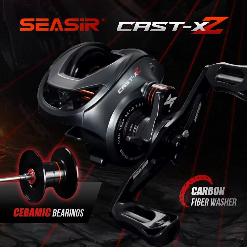 Cast X2 Baitcasting Reel 7.3:1 Hybrid Ceramic Bearing Carbon Fiber Washer Dual Bearing System N52 Brake Fishing Reels