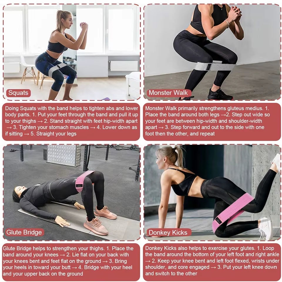 Fitness Rubber Band Elastic Yoga Resistance Bands Set Hip Circle Expander Bands Gym Fitness Booty Band Home Workout