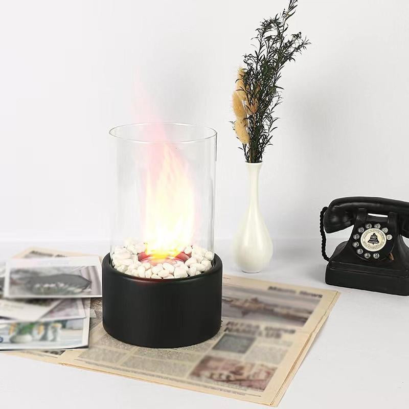 Table Fireplace with Protective Glass, 1 Count Warming Table Fireplace Heater for Indoor and Outdoor Use, Table Decoration and Heating, Balcony Ambiance Decoration, Summer for Gift