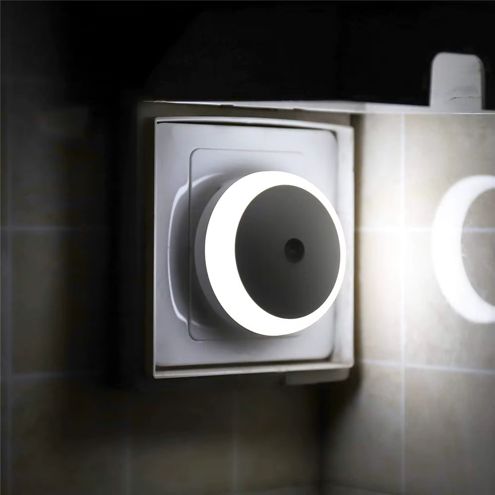 LED Night Light Smart Night Sensor round Plug in Wall Night Lamp Bathroom Home Kitchen Hallway Staireway Bedroom Nightlight