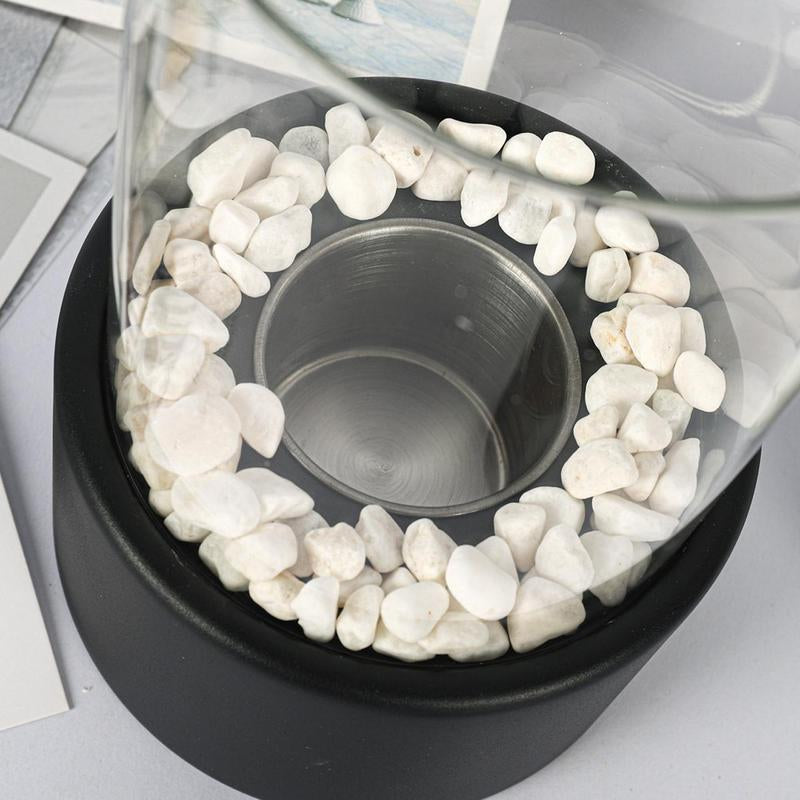 Table Fireplace with Protective Glass, 1 Count Warming Table Fireplace Heater for Indoor and Outdoor Use, Table Decoration and Heating, Balcony Ambiance Decoration, Summer for Gift