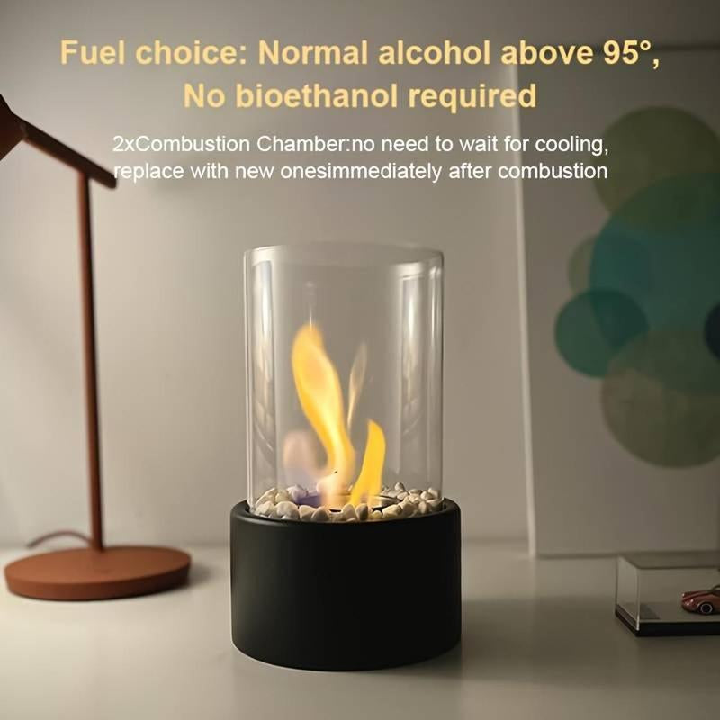 Table Fireplace with Protective Glass, 1 Count Warming Table Fireplace Heater for Indoor and Outdoor Use, Table Decoration and Heating, Balcony Ambiance Decoration, Summer for Gift