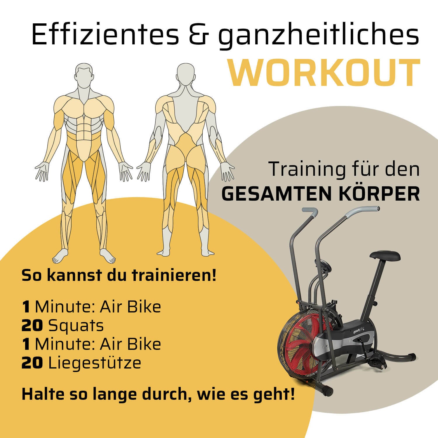 Sportplus Fan Air Bike Fitnessbike Heimtrainer Trimmrad Indoor Fahrrad