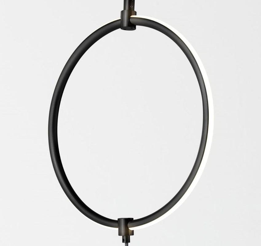 Brightech Nova Modern Floor Lamp Matches Living Room Décor - Contemporary Arc Tall Lamp with 3-Circle Ring-Style Pendant - over the Couch Standing on Arching Pole