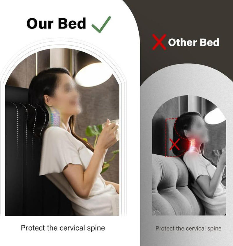 HOMBCK Led Bed Frame, No Mattress, Soft Modern Bed Frame with Luxury Leather Headboard, APP Adiust the Light, No Box Spring Needed