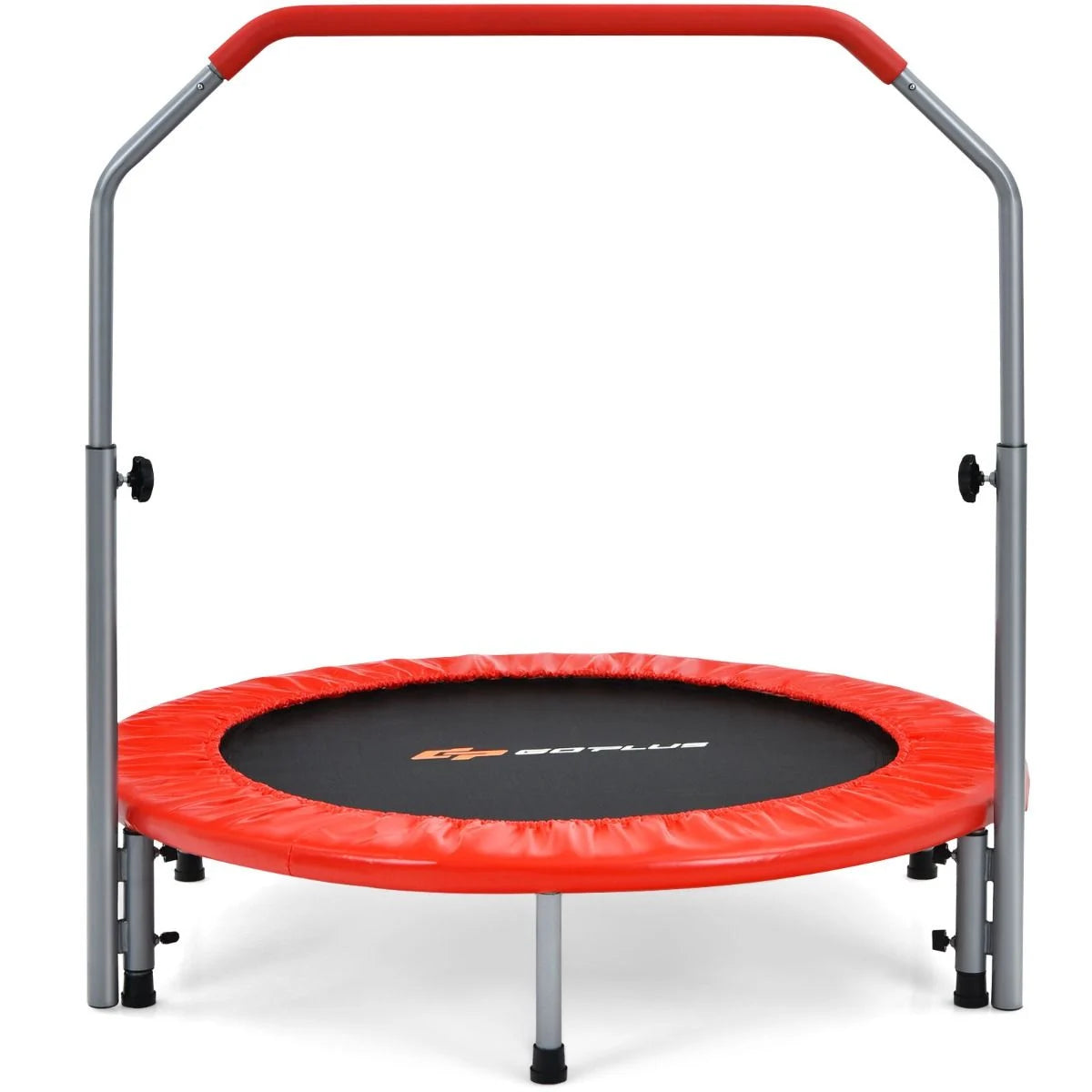 Ø101 Cm Klappbares Mini-Trampolin Fitness-Trampolin Mit Höhenverstellbarm Haltegriff