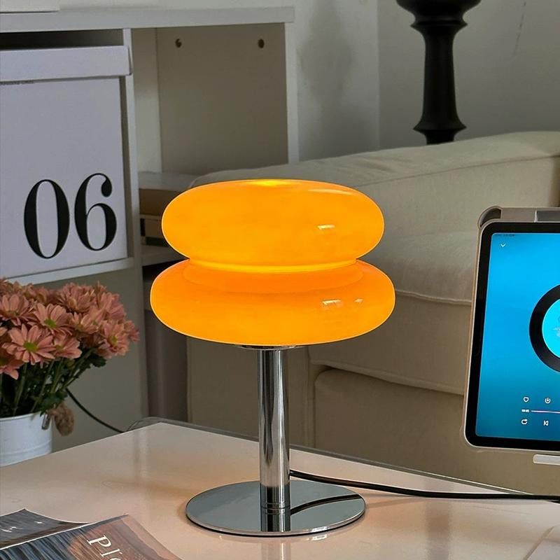 Table Lamp for Bedroom Nightstand - Bedside Glass Lamp for Living Room, Dimmable USB Powered Ambient Light, Moder Bedroom Lamp Gift